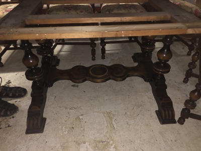 Antique Eastlake Jacobean Dining Table & Chair Set